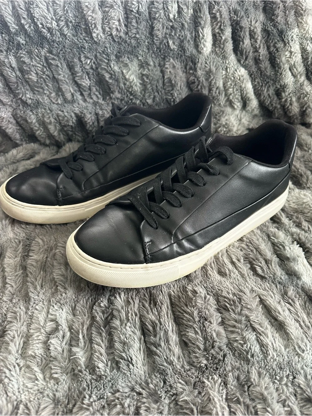 Mix No. 6 Black Leather Low-Top Sneakers with Off-White Sole